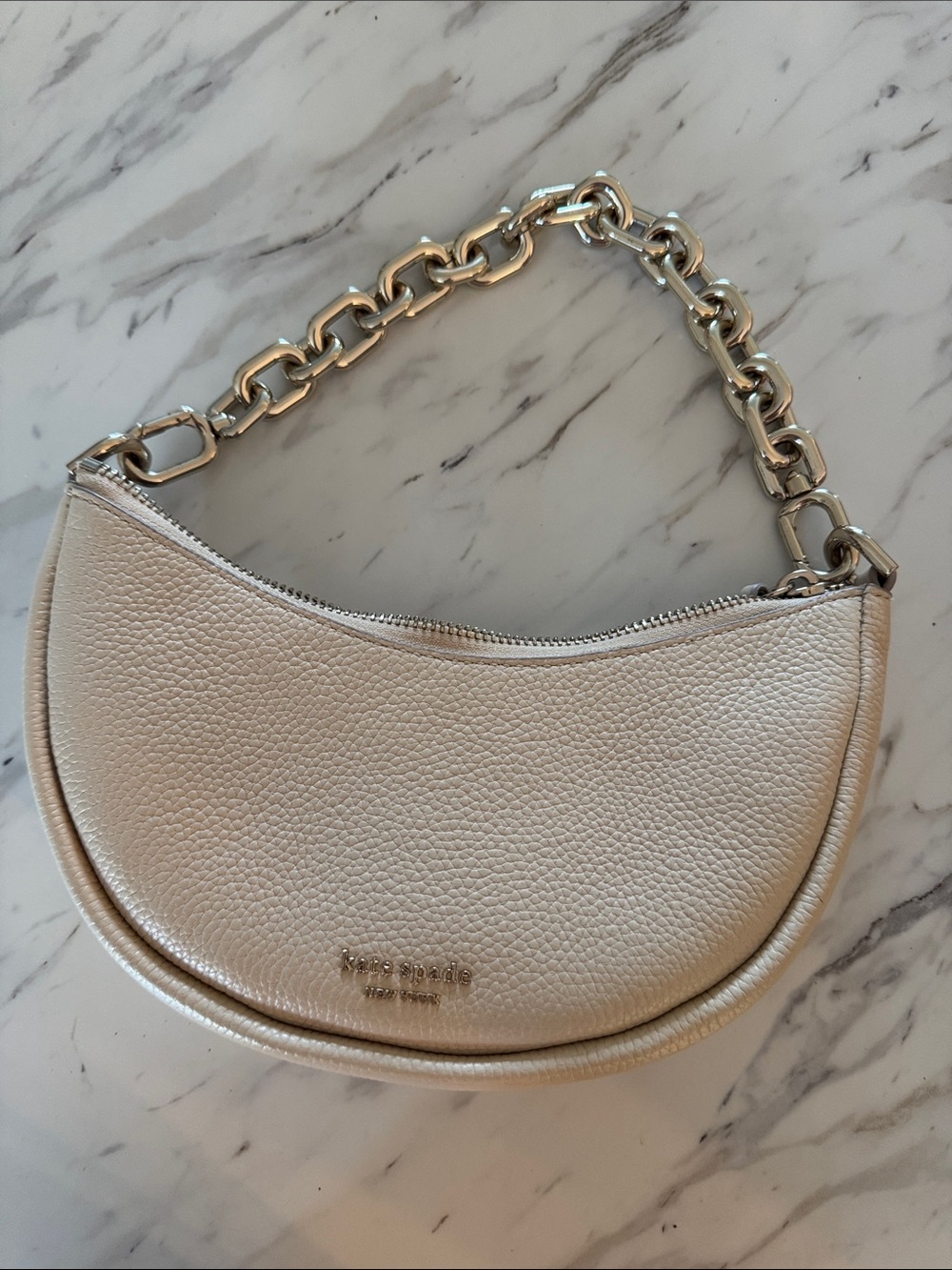 kate spade Pearl Pebbled Crescent Shoulder Bag with Chunky Chain